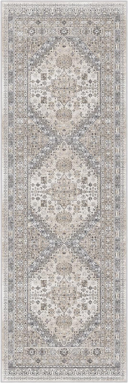 zesthome Washable Runner Rug 2.5x8 - Stain Resistant Entryway Rug,Ultra-Thin Kitchen Rugs, Anti Slip Backing Runner Rugs for Entrance Laundry Room Indoor Hallway (Beige,2.5'x8')