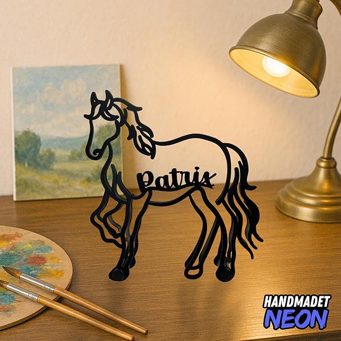 Personalized Horse Minimalist Sculpture, Custom Name Farmhouse Metal Desk Decor, Decorative Aesthetic Table Sign Gifts For Horse Lovers, Kids Room, Home Office Decorations