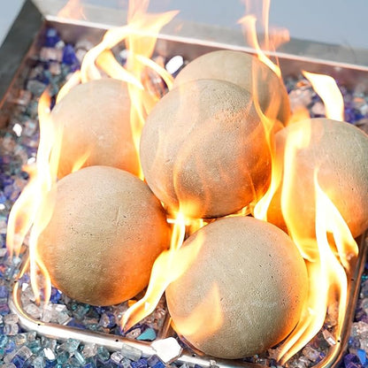 Stanbroil Ceramic Balls - 6" Round Fire Stones for Fire Pit Fire Bowl and Fireplace - Set of 4, Beige