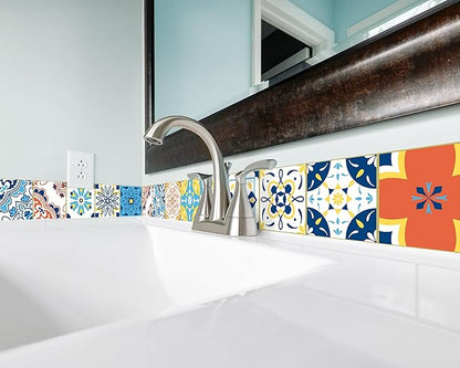 FLFK Wall Border Tile Stickers Peel and Stick Wallpaper Border for Kitchen Backsplash Bathroom Shower Room,4"x240"