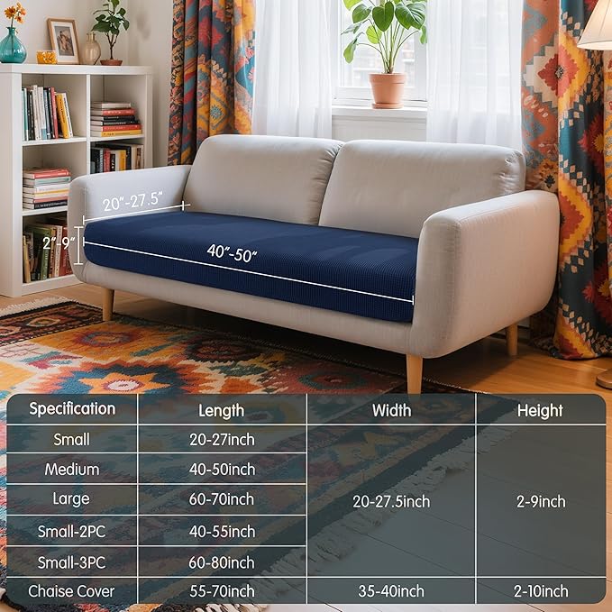 Hokway Couch Cushion Covers Stretch Cushion Covers Sofa Seat Cushion Slipcover Cushion Protector(DarkBlue, Medium)