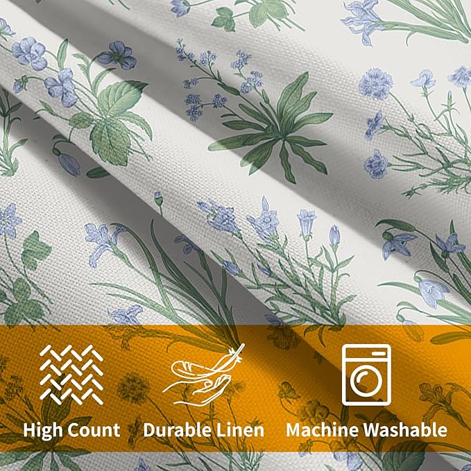 Sage Green Blue Block Print Pillow Covers 22x22 Set of 2 Decorations Vintage Floral Throw Pillow Covers Decor Cozy Soft Rustic Pillowcases Farmhouse Flower Printed for Sofa Bed Home Decorative