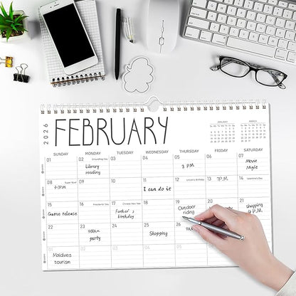 GuassLee Wall Calendar 2026, 24-Month Desk/Wall Calendar from Jan. 2026 to Dec. 2027,17" X 12" Desktop Hanging Monthly Planner with Thick Paper Spiral Bound for Easy Organizing