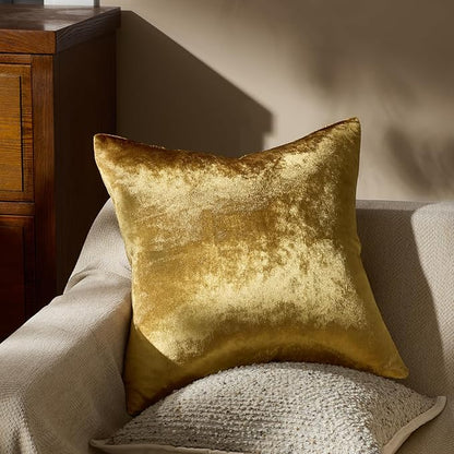 GIGIZAZA Gold Velvet Pillow Covers 26x26, Pack of 2 Throw Pillows Square Covers Modern Decorative Big Pillows Cases for Living Room Couch Vintage Cushion Covers
