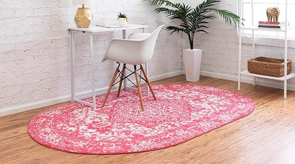 Rugs.com Arlington Collection Rug – 3' x 5' Oval Pink Medium-Pile Rug Perfect for Living Rooms, Large Dining Rooms, Open Floorplans