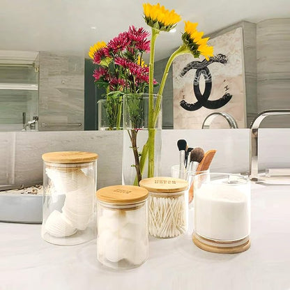 Urban Green Glass Jars with Airtight Lids, Airtight Glass Canisters with Locking Lids, (Bamboo-20oz-30oz)