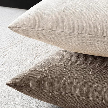 MIULEE Pack of 2 Decorative Throw Pillow Covers Soft Chenille Throw Pillows Solid Textured Cushion Covers Christmas Home Decor for Couch Sofa Bedroom Living Room 18x18 Inch, White