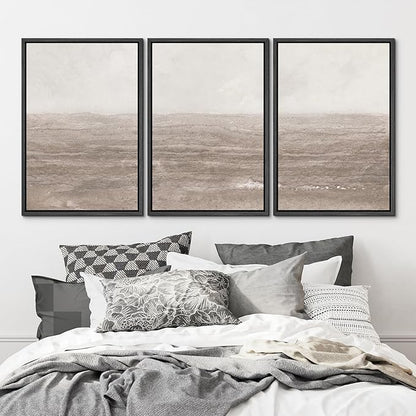 MUDECOR Framed Wall Art Print Set Neutral Textured Seascapes Subtle Tones Illustrations Modern Art Boho Decorative Colorful Chic for Living Room, Bedroom, Office - 24"x36"x3 Black