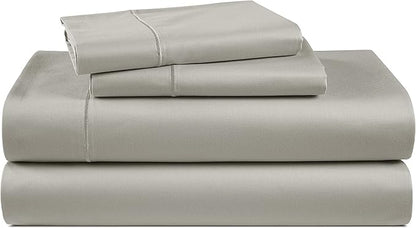 100% Egyptian Cotton Sheets King Size - Naturally Cooling & Breathable 4 Piece Silky Sateen Weave King Size Sheets Set, Ultra-Soft & Durable Hotel Luxury Sheets with 15" Snug Fit Deep Pockets - Silver