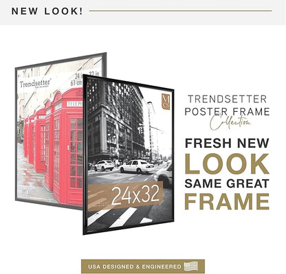 MCS Trendsetter 24x32 Poster Frame Black High-Gloss, Vertical & Horizontal Wall Hanging Large Picture Frame for Photos, Posters & Art Prints (1-Pack)