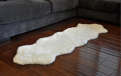 Nouvelle Legende Faux Fur Sheepskin Rug, Ultra-Soft Long Narrow Decorative Runner for Hallway, Bedroom, or Entryway, Warm in Winter, Cool in Summer, Easy Care, Neutral Color, Duo