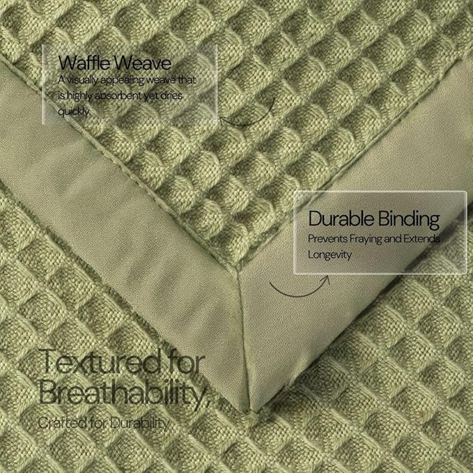 Salt Earth GOTS Certified 100% Organic Cotton Throw Blanket, 60"x80" Waffle Blankets & Throws for Bed, Throw Blanket for Couch, Cozy Christmas Blankets and Throws for Christmas Gifts (Mosstone)