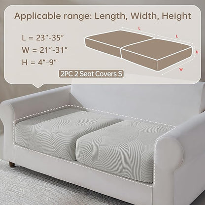 Couch Cushion Covers for Sectional and L Shaped Sofa, Stretch Soft Sofa Covers Washable Wear Resistant Slipcovers Furniture Protector Pet-Friendly (2 Seaters Covers, Light Gray)