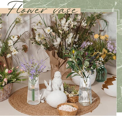 6 Pcs 6 Inch Clear Glass Flower Vases for Centerpieces Wedding Party Table Centerpiece Home Decor Small Bud Vases for Flowers Rose Tulip Stems Housewarming Gift
