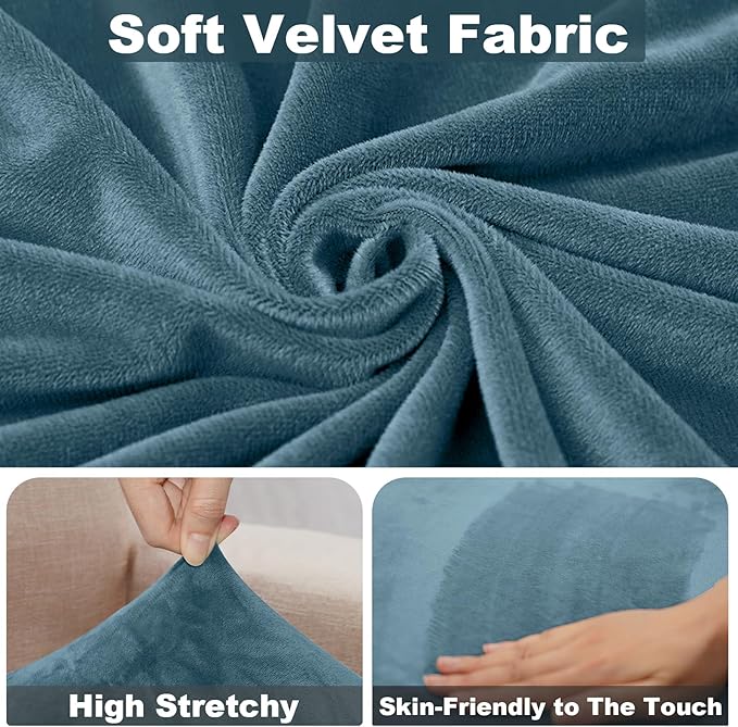 NAISI Sectional Couch Cover 1 Piece Velvet Separate Chaise Lounge Cover Soft Stretch Sofa Slipcovers for Left/Right Chaise Sectional Couch(Chaise Lounge,Teal)