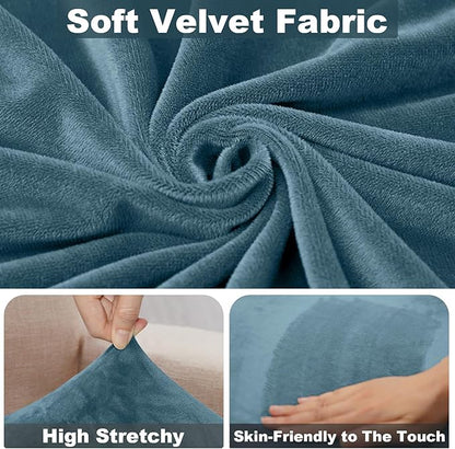 NAISI Sectional Couch Cover 1 Piece Velvet Separate Chaise Lounge Cover Soft Stretch Sofa Slipcovers for Left/Right Chaise Sectional Couch(Chaise Lounge,Teal)