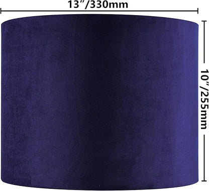 GO&SO Dark Blue Velvet Drum Lamp Shade Set of 2 Medium 13" Top x 13" Bottom x 10" High(Spider) Modern Lamp Shades for Table Lamps & Bedside Lamp Replacement Lampshade Required Assembly
