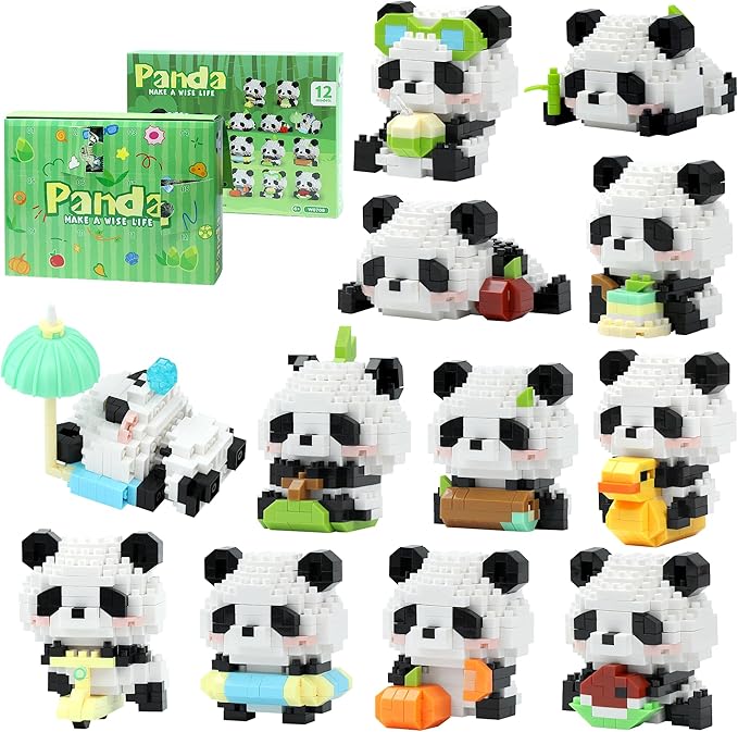 12 Days Advent Calendar 2025 Kids, 12 Packs Panda Building Blocks Set, Advent Calendar 2025 Boys for 6+ Years Old, Christmas Gifts for Girls and Boys, Party Favors (Panda)