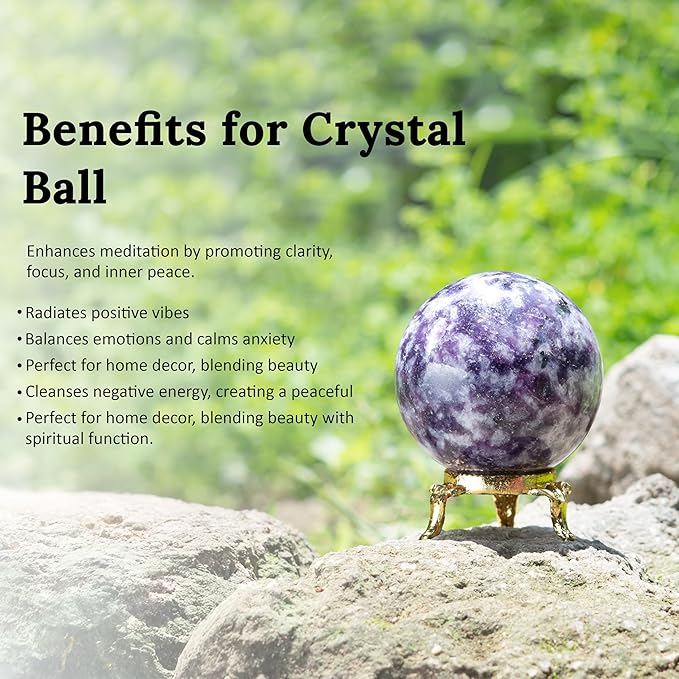 Crocon Lepidolite Gemstone Crystal Sphere Ball for Reiki Healing Aura Cleansing Home & Office Decorative Gift Size : 30-40mm