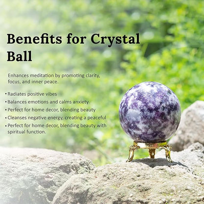 Crocon Lepidolite Gemstone Crystal Sphere Ball for Reiki Healing Aura Cleansing Home & Office Decorative Gift Size : 30-40mm