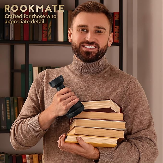 Chess Book Ends for Shelves – Elegant Decorative Bookends for Heavy Books, Office & Living Room Decor – Modern Shelf Organizer and Gift for Book Lovers by ROOKMATE (Matte Black, Opera Mate)