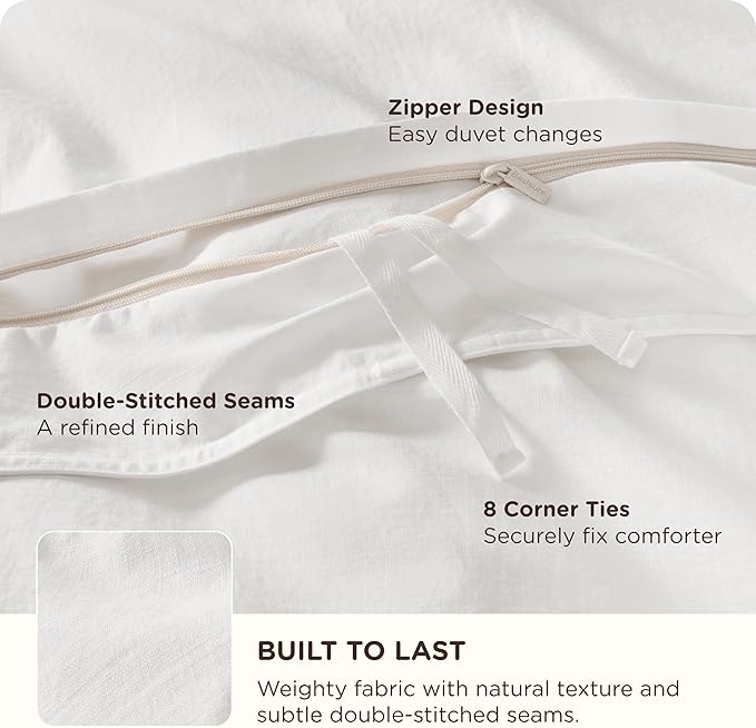 Bedsure Cotton Duvet Cover Oversized King - Luxury Slub Weave 100% Cotton Duvet Cover with a Linen Like Textured, Easy Change Durable Bedding, Coconut White, 120" x 98"