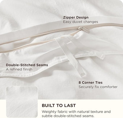 Bedsure Cotton Duvet Cover King - Luxury Slub Weave 100% Cotton Duvet Cover with a Linen Like Textured, Easy Change Durable Bedding, Coconut White, 104" x 90"