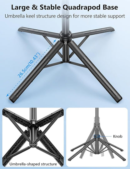 64'' Auto Face Tracking Tripod 360 Rotation with Stand, Handheld Stabilization, Aluminum Quadrapod Selfie Stick Phone Tripod with Remote Compatible with iPhone, Android for TikTok, Live Streaming