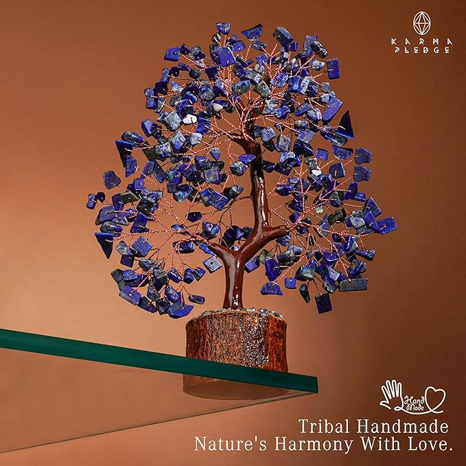 Crystal Tree of Life Lapis Lazuli Healing Crystal Trees for Home & Office Decor, Handmade Crystal Money Bonsai Trees for Positive Energy, Good Luck, Christmas Decor, Birthday Gifts for Women, Mom
