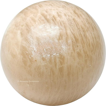 Amazing Gemstone Cream Moonstone Crystal Ball with Stand - 1.5 Inches Crystal Sphere Meditation Balls for Witchcraft and Decorative Balls