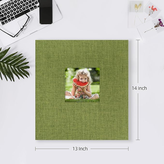 Mublalbum Photo Album 4x6 600 Photos Linen Cover Large Picture Book Holds Horizontal and Vertical Pockets for Wedding Family Anniversary and Baby (Green)