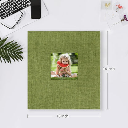 Mublalbum Photo Album 4x6 600 Photos Linen Cover Large Picture Book Holds Horizontal and Vertical Pockets for Wedding Family Anniversary and Baby (Green)