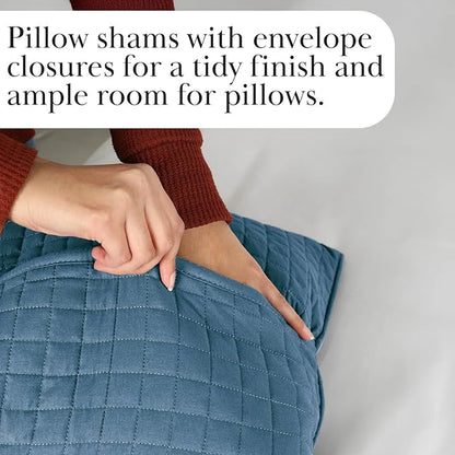 Southshore Fine Living, Inc. Queen Quilt Bedding Set, Summer Comforter Quilts Queen Size, Pet Hair Resistant Bedding, Lightweight Bedspread, Full Size Coverlet with 2 Pillow Shams, Coronet Blue