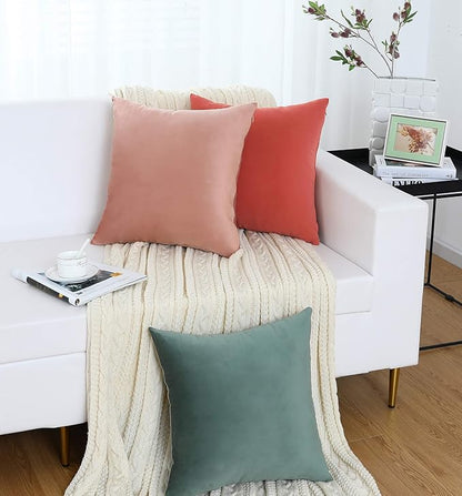 Jeneoo Velvet Throw Pillow Covers 20x20 Inch 2 Pack, Super Soft Thick Decorative Square Cushion Cases for Sofa Couch Bedroom Car,Lime Green