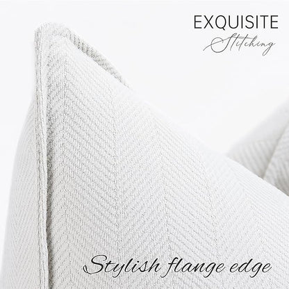 ZWJD Cream Pillow Covers 12x20 Set of 2 Chenille Throw Pillow Covers with Elegant Design Soft and Luxurious Decorative Throw Pillows for Couch, Bed, and Home Decor