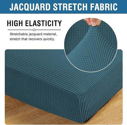 H.VERSAILTEX Super Stretch Individual Seat Cushion Covers Sofa Covers Couch Cushion Covers Slipcover Sets Thick Jacquard Textured Twill Fabric (1 Piece Loveseat Cushion Cover, Deep Teal)