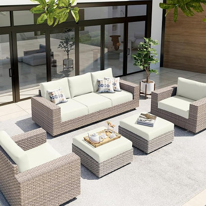 hyha Waterproof Couch Cushion Covers, Stretch Sofa Couch Seat Slipcover for Dog Washable, Non-Slip Waterproof Outdoor Cushion Covers for Patio Furniture Replacement (1 Piece for Medium, Beige)