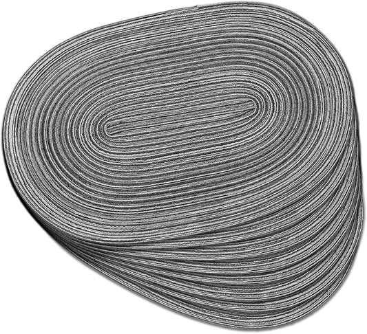 Noctiflorous Oval Braided Placemats Set of 8 Woven 12x18 Inch Non Slip Washable Heat Resistant Place Mats Tablemats for Dining Kitchen Party Daily Table Decor Dinner Mats (Gray Black, 8)