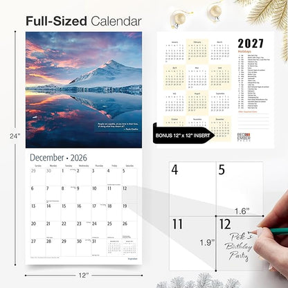 RED EMBER Inspiration with Motivational Quotes 2026 Wall Calendar 12 Month | 12" x 24" Open | Thick & Sturdy Paper | Holiday Gift | Nature Calendar 2026