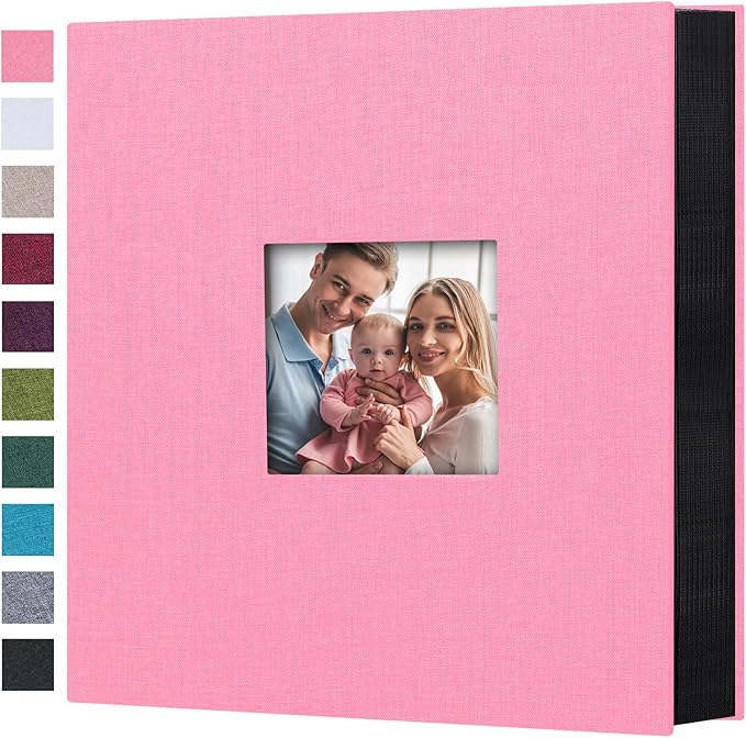Mublalbum Photo Album 4x6 600 Photos Linen Cover Large Picture Book Holds Horizontal and Vertical Pockets for Wedding Family Anniversary and Baby (Pink)