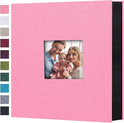 Mublalbum Photo Album 4x6 600 Photos Linen Cover Large Picture Book Holds Horizontal and Vertical Pockets for Wedding Family Anniversary and Baby (Pink)