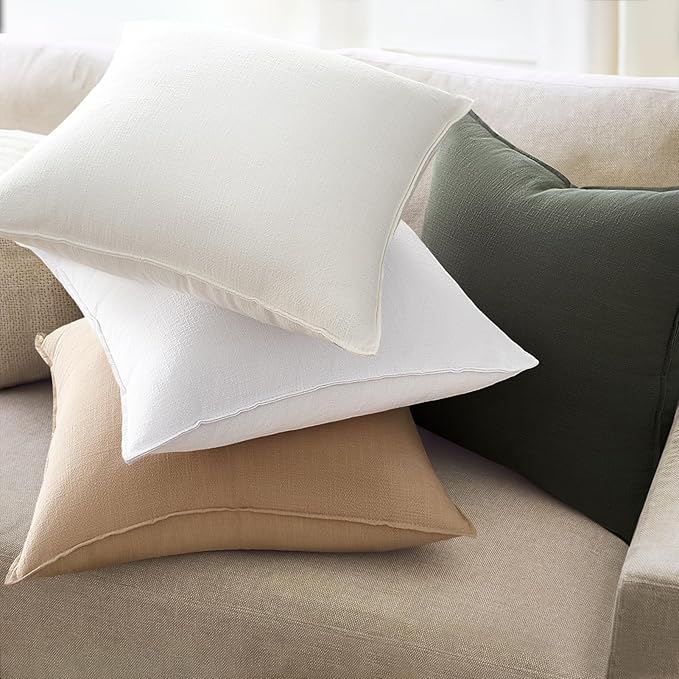 Pack of 4 Soft Linen Green Throw Pillow Covers for Couch Boho Nordic with Flange Edge Cushion Cases Olive Pillow Covers Home Decor for Couch Bed Balcony and Car Natural 20x20 Inch SageGreen