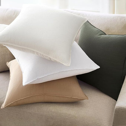 Pack of 4 Soft Linen Green Throw Pillow Covers for Couch Boho Nordic with Flange Edge Cushion Cases Olive Pillow Covers Home Decor for Couch Bed Balcony and Car Natural 20x20 Inch SageGreen