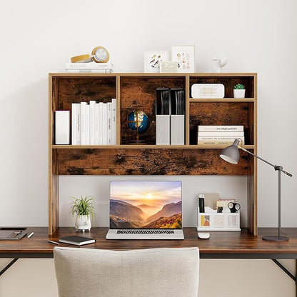 Desktop Bookshelf, 2-Tier Display Organizer Shelf Rack, Dorm Desk Hutch, Desk Shelf for Top of Desk, Multipurpose Wood Counter Top Bookcase for Office Home