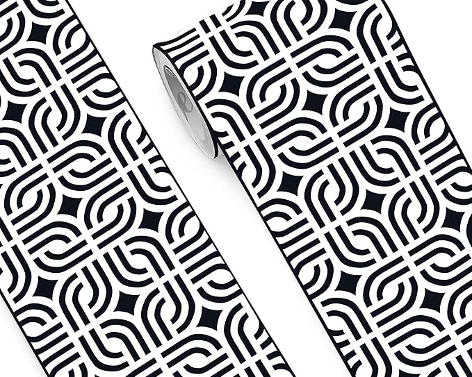FLFK Wallpaper Border - Black and White Peel and Stick Wall Borders Decal Trim Geometric Pattern 10" x 240"