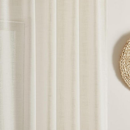 Joydeco Sheer Curtains 84 Inches Long, Cream Curtains for Living Room 2 Panels Set, Ivory Curtains Window Privacy Assured with Light Filtering(W52 x L84 Inch,Ivory)