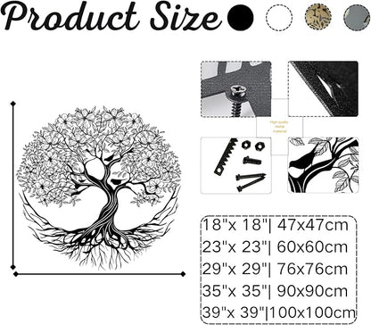 Yemwot Metal Tree of Life Wall Decor, Circle of Life Metal Tree Wall Art, Branch Art, Spiritual Decor, Modern Sculpture Decoration, Living Room Bedroom Decoration (Sliver-Tree 5, 23"x 23"| 60x60cm)