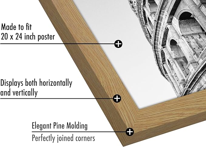 Americanflat 20x24 Picture Frame with Polished Plexiglass - Wide Picture Frames Made of Engineered Wood for Vertical or Horizontal Wall Display - Epic Collection - Pine