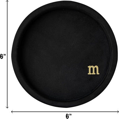 COLLECTIVE HOME - Velvet Jewelry Tray, 6" Monogrammed Jewelry Dish, Smooth Velour Display Dish for Rings, Earrings, Necklaces, Makeup, Personalized Gifts for Women (Black-m)