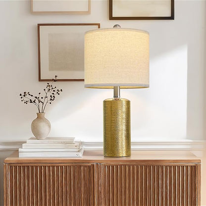 20.5" Small Table Lamps for Living Room Lamp Single Ceramic Lamps for Bedroom Bedside Lamps Modern Boho Lamps for Night Stands Farmhouse Nightstand Lamp Side End Table Lamp, Gold